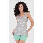 Pijama Feminino Regata Estampada Em Algodão