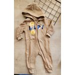 Macacão de Bebê Moletom Flanelado com Capuz Zíper e Pé Reversível Baby Verde Brandili