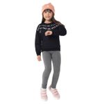 CONJUNTO INFANTIL MENINA SPACE GIRL EM MOLETOM FLANELADO MALWEE KIDS PRETO