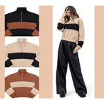 Blusa moletom com ziper Camel