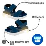 Sandalia Papete Infantil Molekinho Bebe Rodinhas Led - Azul