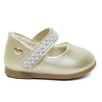 Sapatilha Infantil Klin Princesa Baby Pérolas - Dourado