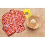 Camisa Xadrez Junino Branco Vermelho Laranja Branco