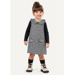 Conjunto Infantil Menina Com Vestido Pied de Poule Colorittá Preto