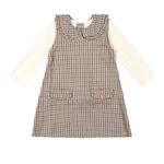 Conjunto Infantil Menina Com Vestido Pied de Poule Colorittá Bege