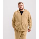 Jaqueta Plus Size Básica em Moletom com Capuz Cinza