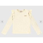 Blusa Menina Ombro Babados Em Malha Rajada Linho - Carinhoso