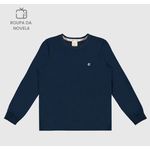 Camiseta Menino Gola Redonda Manga Longa Em Algodão - Carinhoso