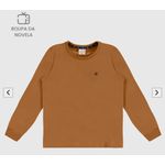 Camiseta Menino Gola Redonda Manga Longa Em Algodão - Carinhoso