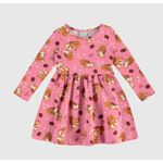 Vestido Infantil Manga Longa Estampado Em Algodão Malwee Kids