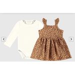 Conjunto Menina Body Manga Longa E Vestido Malha Jacquard Lurex - Carinhoso