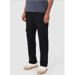 Calça Reta Masculina Bolso Cargo Em Moletom Flanelado