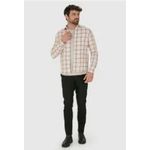 Camisa Masculina Xadrez Manga Longa Em Algodão Sarjado