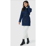 Jaqueta Feminina Alongada Com Cinto Em Jeans Com Elastano