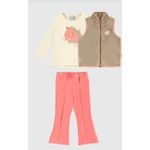 Conjunto Infantil Menina 3 Peças Colete + Blusa + Calça Flare Malwee Kids