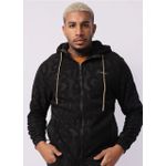 Jaqueta Moletom Masculina Gangster Peluciada Jacquard Preto