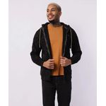 Jaqueta Moletom Masculina Gangster Peluciada Jacquard Preto