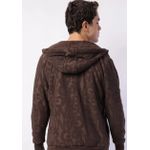 Jaqueta Moletom Masculina Gangster Peluciada Jacquard Marrom