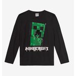 Camiseta Manga Longa Brandili 55827 Infantil Minecraft Meia Malha 