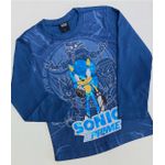 Camiseta Brandili Manga Longa Sonic Masculina - Azul