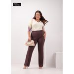 Lunender Mais Mulher - Calça Bailarina com Nervuras em Malha Marron 