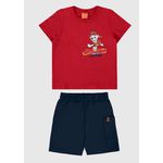 Conjunto Infantil Menino Camiseta Patrulha Canina Malha Botonê Malwee Kids