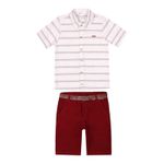 Conjunto Luxo Menino Camisa + Bermuda Sarja Com Cinto Paraiso 