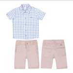 Conjunto Menino Camisa Xadrez + Bermuda Verão Paraiso