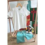 Conjunto Infantil Menino Bermuda Em Tecido Listrado Malwee Kids