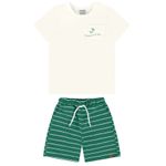 Conjunto Infantil Menino Bermuda Em Tecido Listrado Malwee Kids