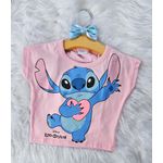 Blusa Feminina Infantil Lilo & Stitch Rosa