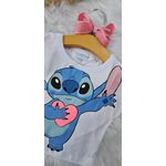 Blusa Feminina Infantil Lilo & Stitch Branca 