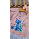 Blusa Feminina Infantil Lilo & Stitch Coral