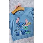 Blusa Feminina Infantil Lilo & Stitch Azul