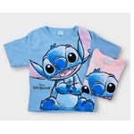Blusa Feminina Infantil Lilo & Stitch Azul