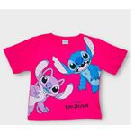 Blusa Feminina Infantil Lilo & Stitch Pink