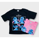 Blusa Feminina Infantil Lilo & Stitch Rosa 