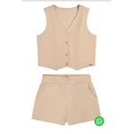 Conjunto Juvenil Menina Colete e Short Beats Bege