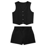 Conjunto Juvenil Menina Colete e Short Beats Preto