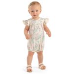 Body Bebê Menina Floral Com Renda Colorittá Bege