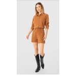 Shorts Feminino Cintura Alta Lateral Desfiada Em Jeans 100% Algodão - ENFIM