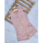 Conjunto em Linho Colete e Shorts Infantil Menina -