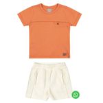 Conjunto Infantil Menino Curto Com Bolso Colorittá Laranja