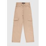 Calça Menina Straight Cargo Cintura Alta Em Sarja Stretch Malwee Kids