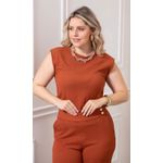 CONJUNTO BLUSA MANGA MUSCLE E CALÇA C/DET.