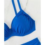 Biquini com Bojo Resistente Calcinha Cintura Alta Hot Pants Amarracao Azul