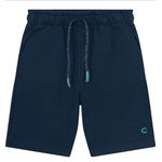 BERMUDA INFANTIL MENINO EM MOLETOM COMFORT AZUL COM BOLSOS CARINHOSO