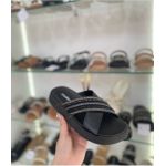 Tamanco Feminino Tiras Largas Brilho Moleca Preto