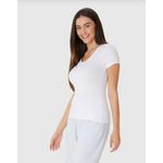 Blusa Básica Feminina Decote V Em Viscose Stretch