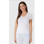 Blusa Básica Feminina Decote V Em Viscose Stretch